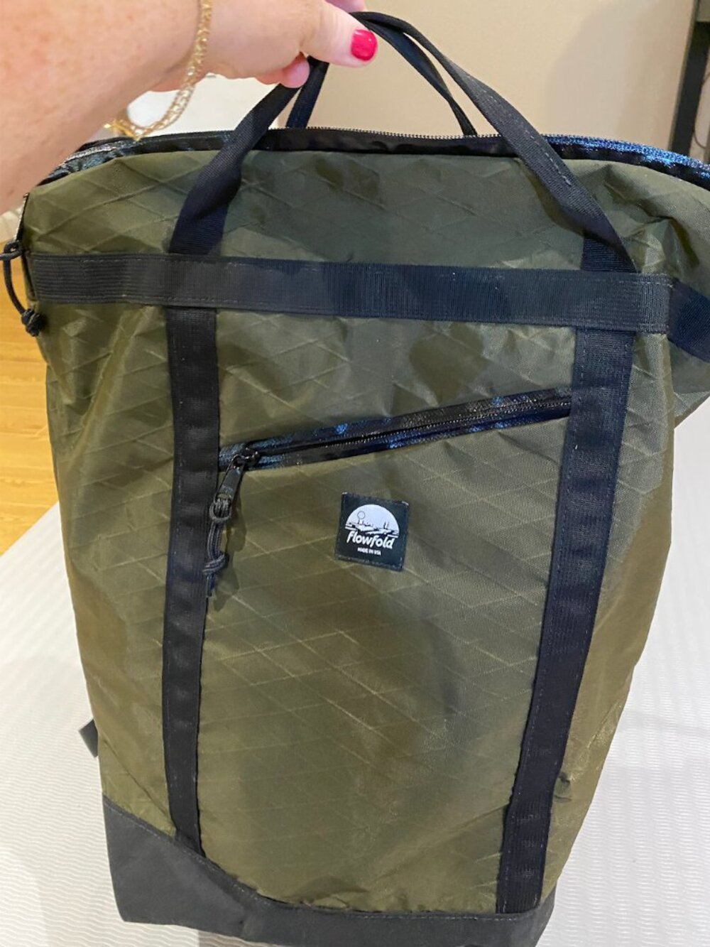 Flowfold Backpack: Olive Green and Black NEVER USED! - Picture 4 of 12